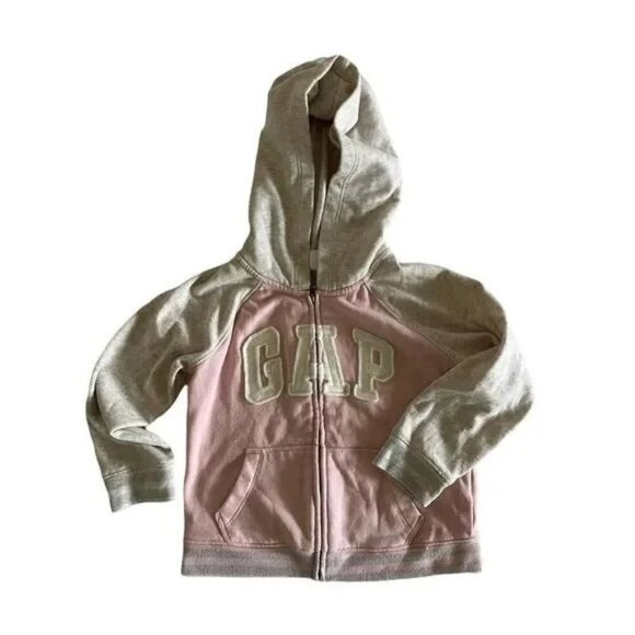 SALE GAP Hooded Jacket Toddler Little Girl 4 Pink Gray Silver Shimmer Zip Up - Picture 1 of 9